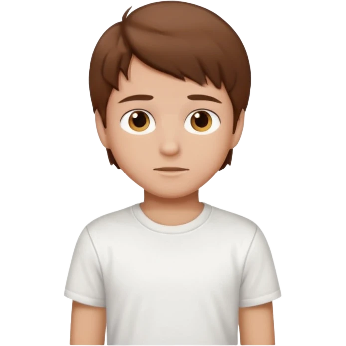 boy with brown hair in white T-shirt emoji