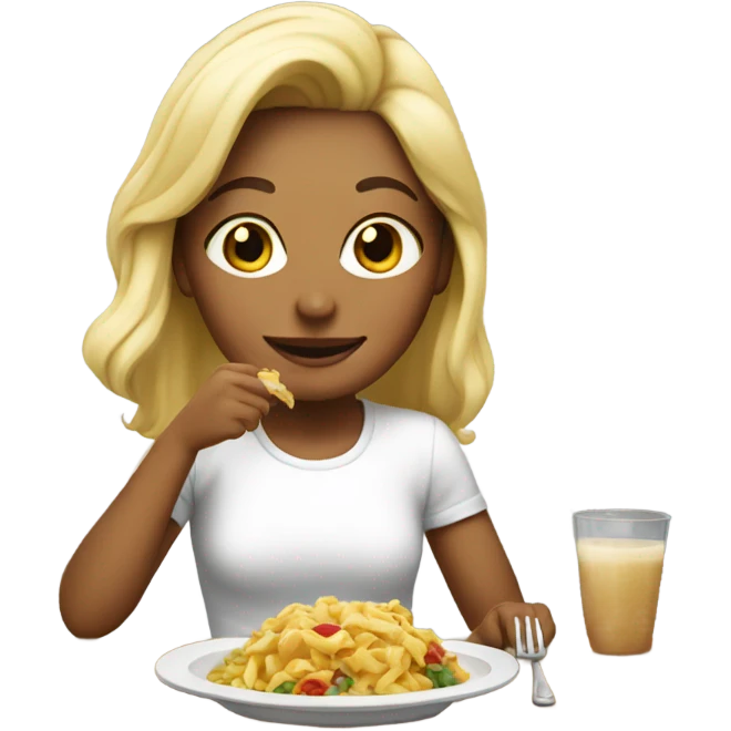 Blonde girl eating emoji