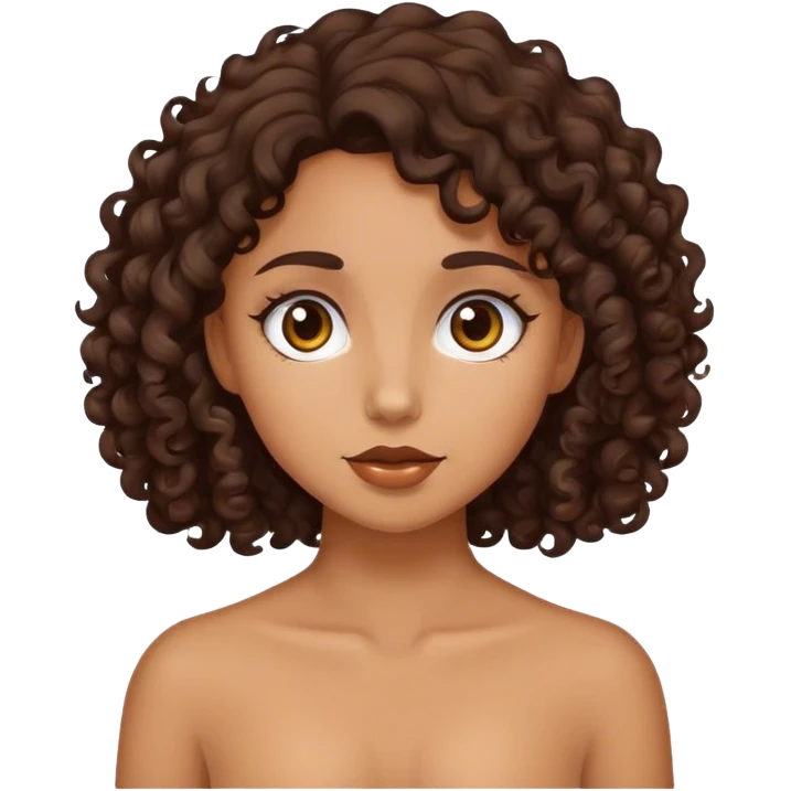 tan girl with dark brown curly hair emoji