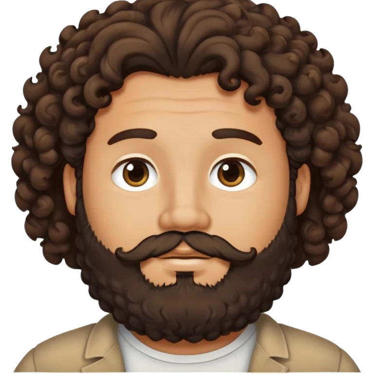 tan guy with mid-length brown and black curly hair like LaMelo Ball, beard, chubby build emoji