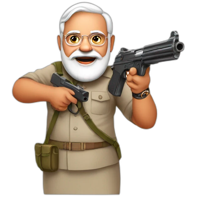 Modi ji with gun emoji