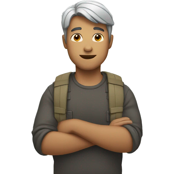 man crossing shoulders emoji