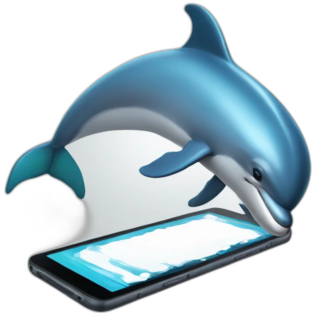A dolphin who play with his smartphone emoji