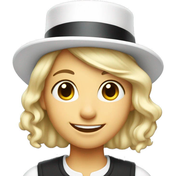 smiling girl white skin, in top hat emoji