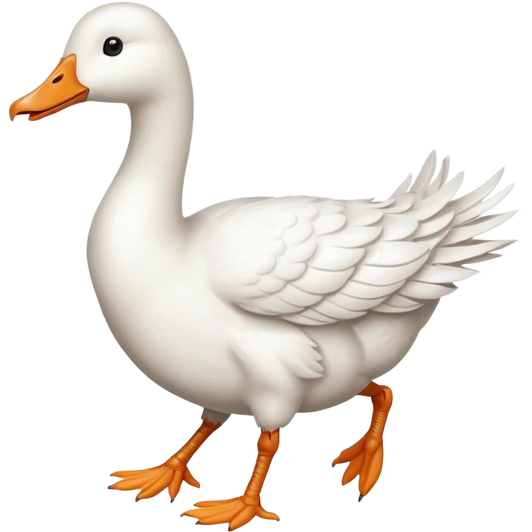 Make me an emoji of a goose that is running towards something. Also make it white.  emoji
