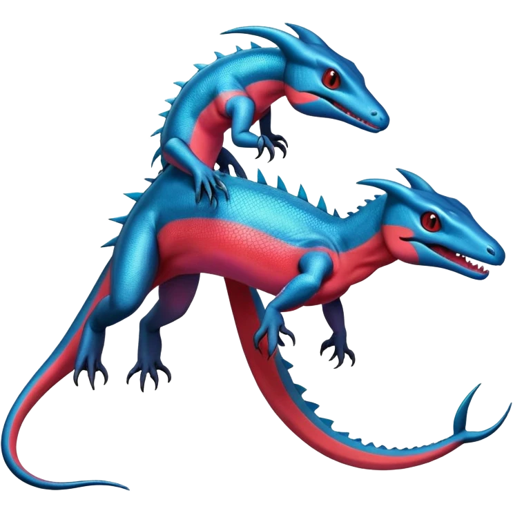 Colorful Iridescent Exotic Salandit-Aurorus-Salazzle-Salamence-Fakémon-hybrid-creature (full body)  emoji