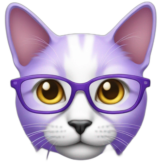amine cat purple color wearing glasses emoji