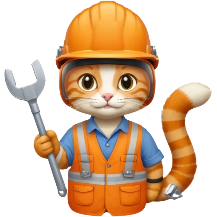 orange cat, handyman Outfit, wearing a Helmet emoji