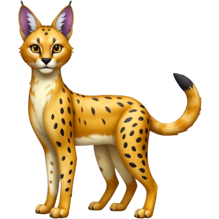 Colorful shiny Caracal-Cheetah-Serval-Trico-Sergal-Vernid-fusion-hybrid-animal-creature, dull body emoji
