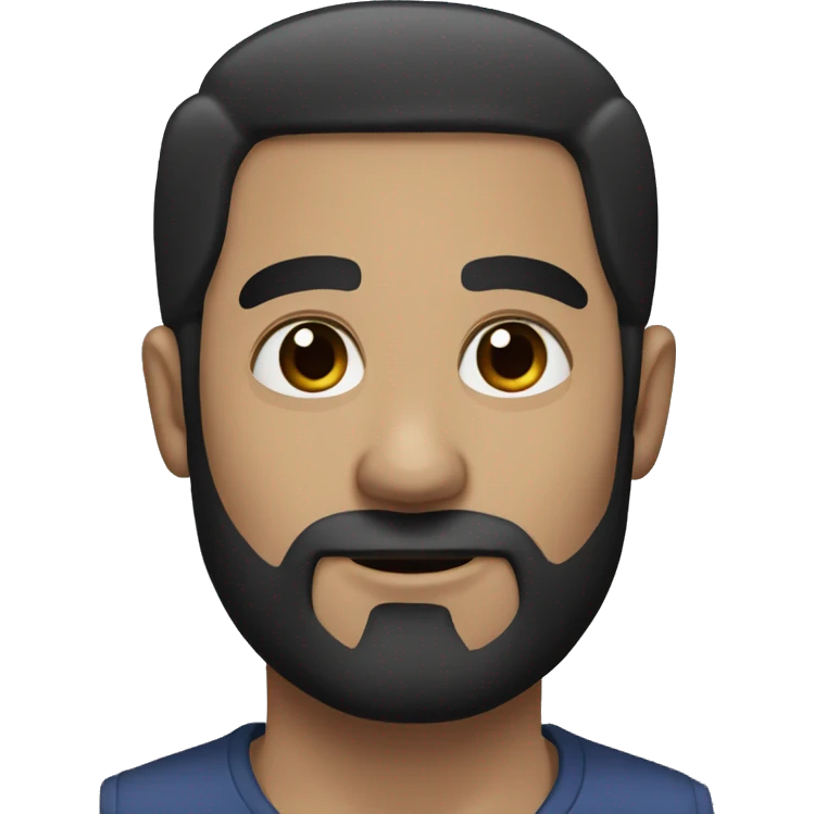a white man with brown eyes, black hair, almost bald, a small black beard without a mustache emoji