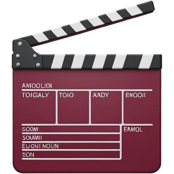 clapper board with burgundy color, emoji style, simple design emoji