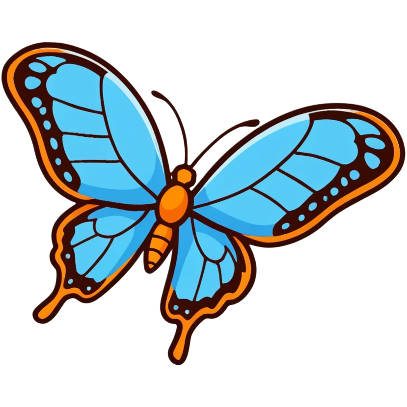 Vibrant blue butterfly sticker with delicate wing details emoji