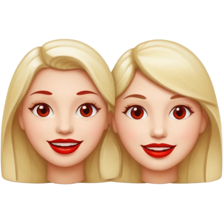 two smiling faces with glossy red lips emoji