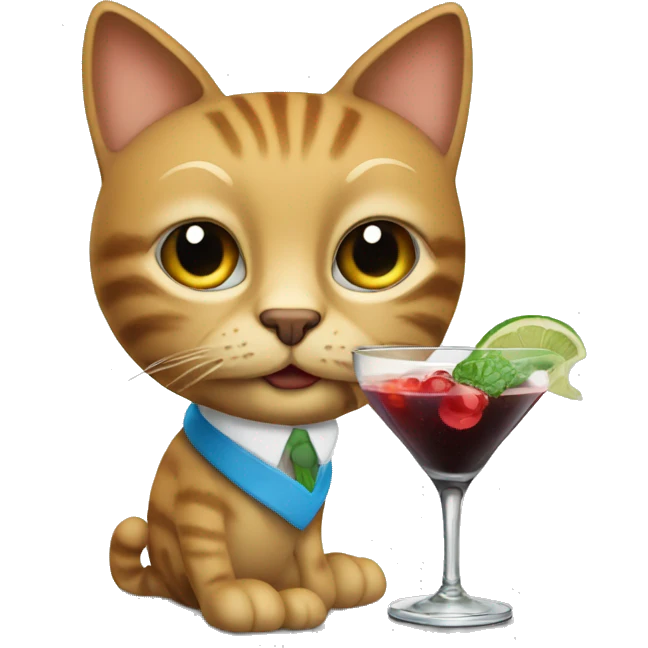 Un chat avec un cocktail  emoji