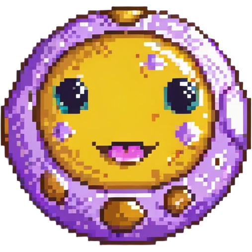 fantasy yellow planet with spots and a cute winking face emoji