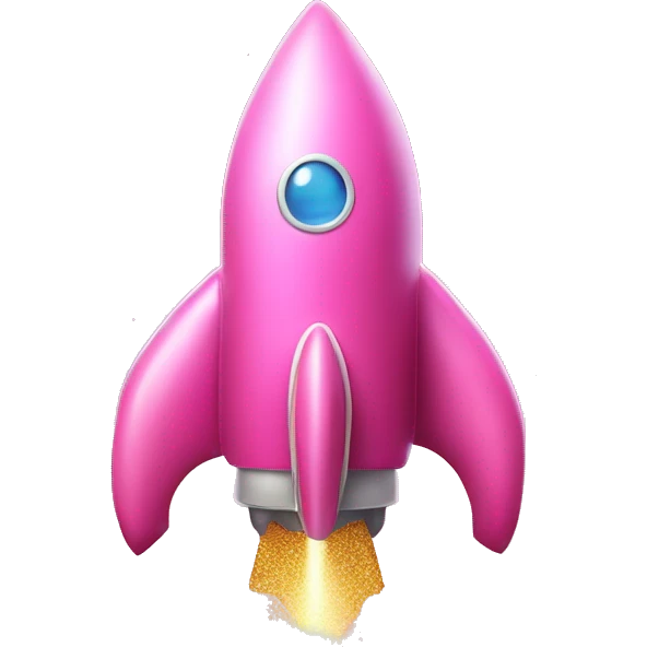 pink rocket ship with glitter emoji