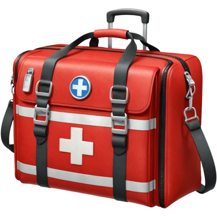 A paramedic’s emergency kit bag placed beside the ambulance door.
 emoji