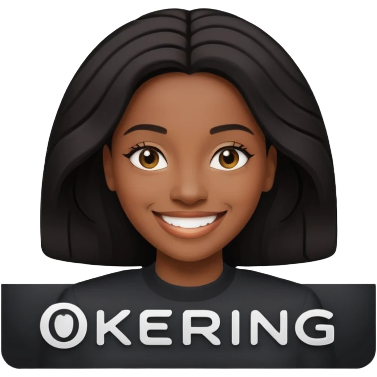 Black company card with black woman photo and « KERING » company name emoji
