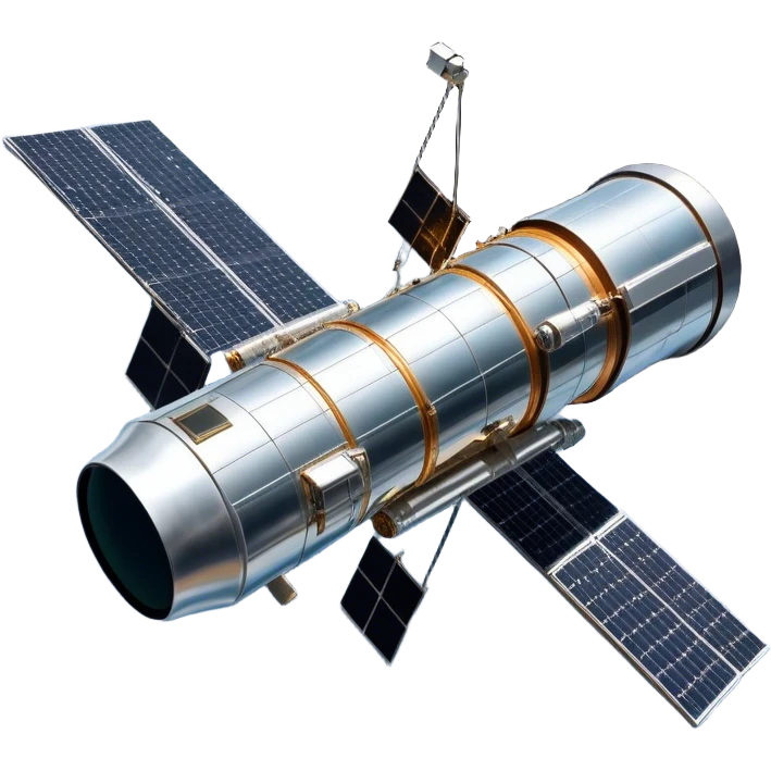  Cinematic Realistic Hubble Space Telescope – A majestic, ultra-detailed rendering of the Hubble Telescope floating above Earth. Its reflective metallic surface and vast solar panels stretch into the darkness, while the lens is pointed outward, capturing the mysteries of the cosmos. emoji