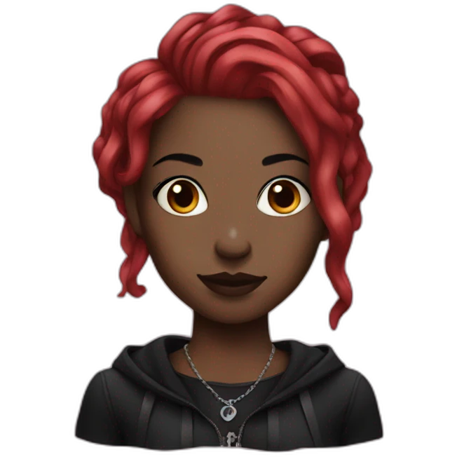 goth black girl with red hair  emoji