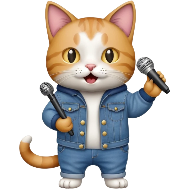 Cat with baggy jeans making a song emoji