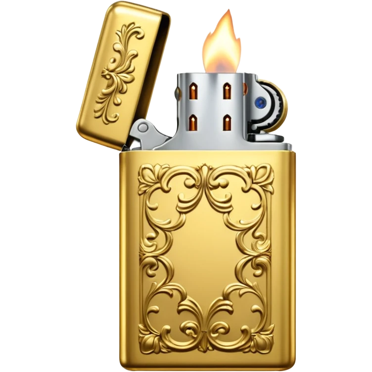 Vintage gold lighter from the Lighter and Princess drama, cinematic lighting, hyper-realistic emoji
