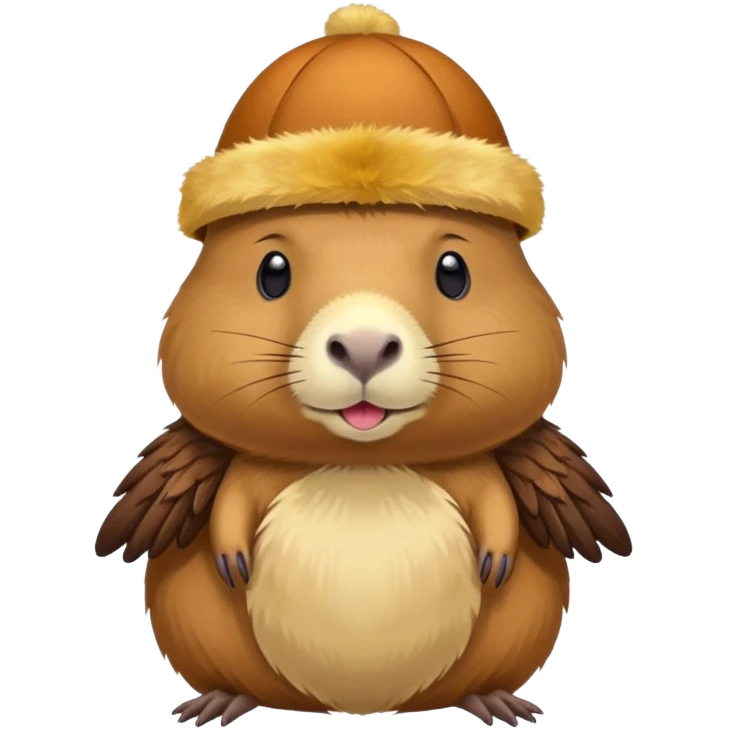 capybara with chicken wing hat emoji