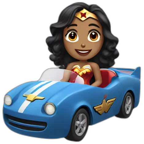 wonderwoman in a race car emoji