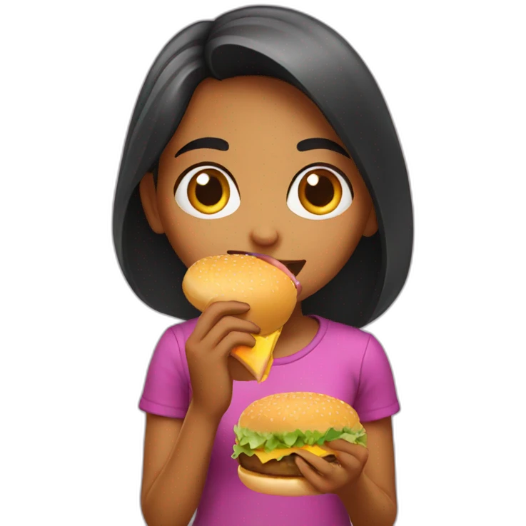 Indian Girl eating burger emoji