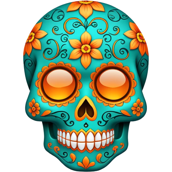 teal and orange sugar skull emoji
