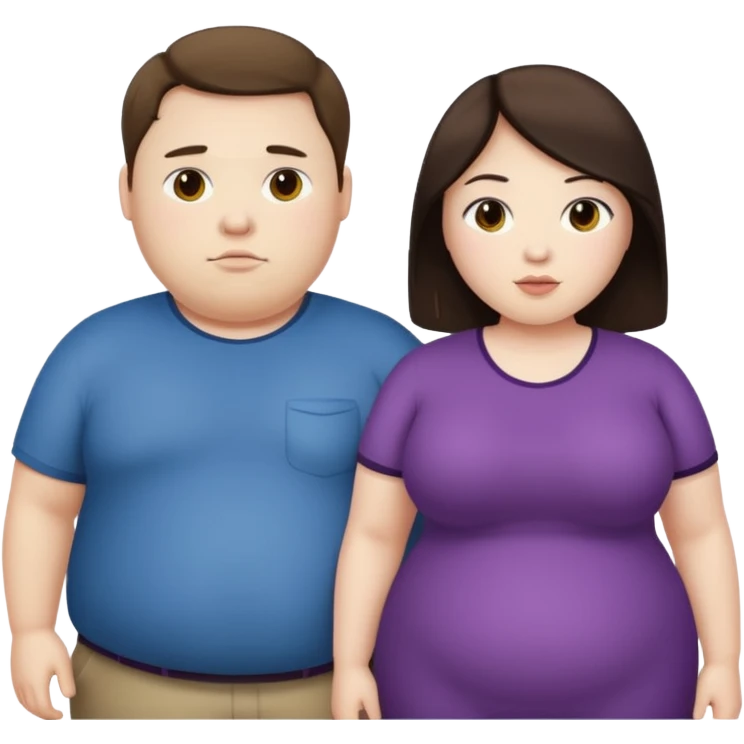 obese brunette white guy with obese brunette asian girl emoji