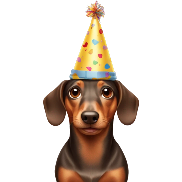 Wiener dog with birthday hat on emoji