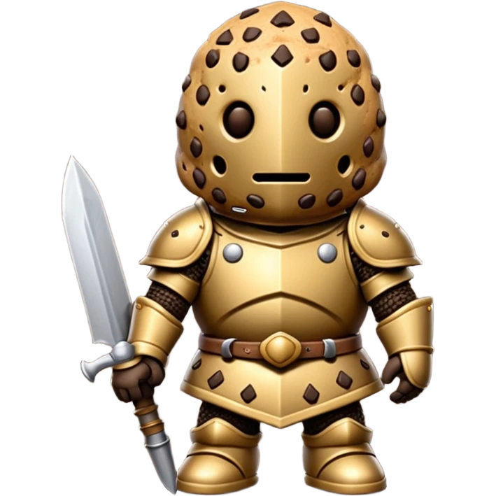 cookie that is a knight because it is a tough cookie but it doesnt have a face instead its just a chocolate chip cookie emoji