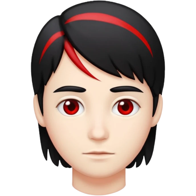 Fait une personne blanche avec des cheveux noir mais un coter rouge emoji