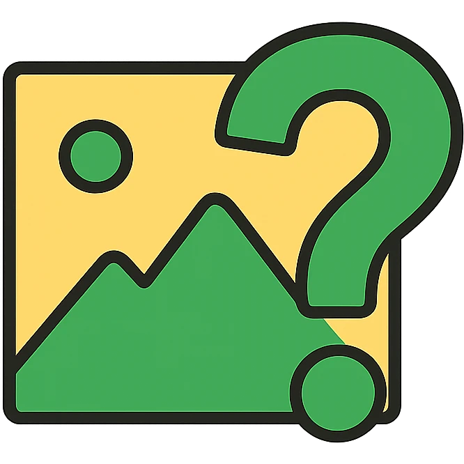 minimal icon style image placeholder emoji, green color, large question mark overlay emoji