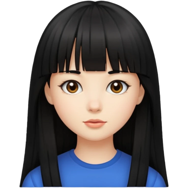 lecture girl with straight bangs fringe long black color hair  emoji