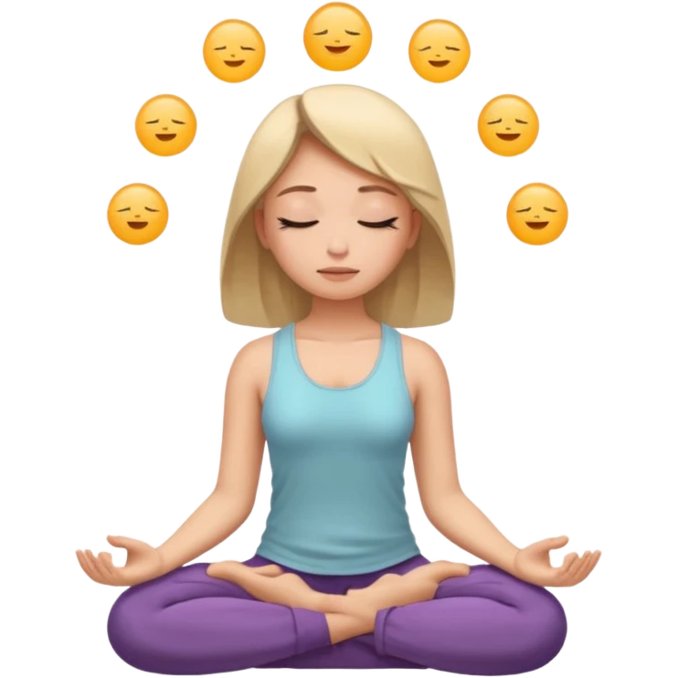 girl meditation eyes closed. without circel. emoji