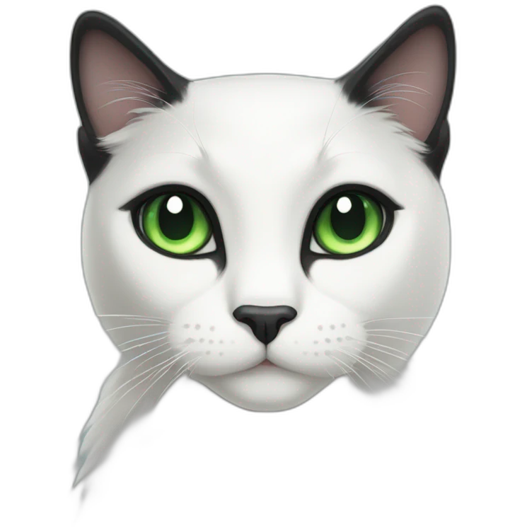 half white black tuxedo cat with green eyes emoji