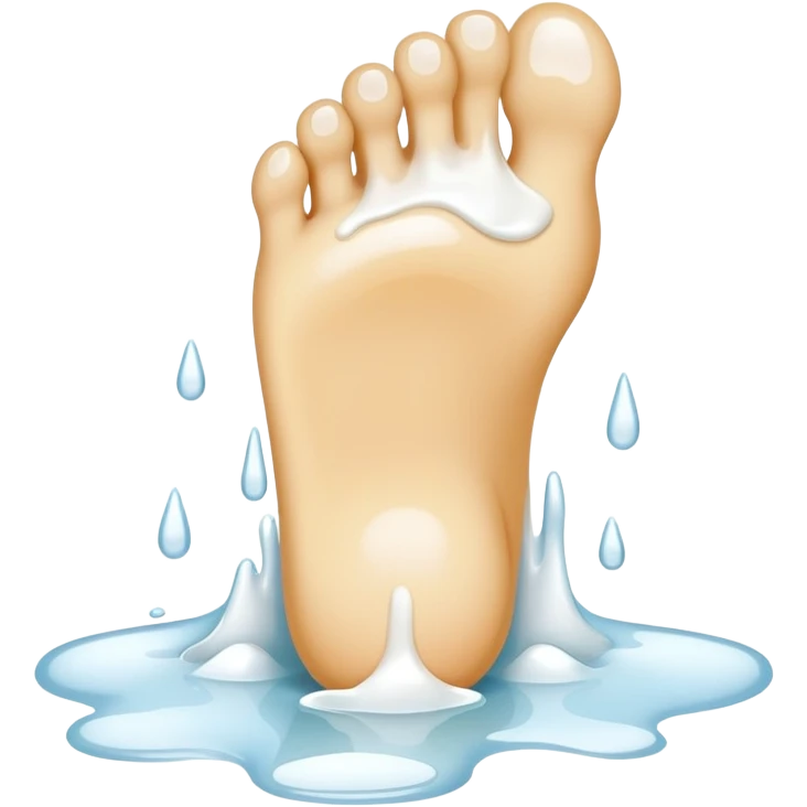 Foot covered in  white liquid  emoji