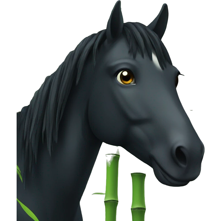 black horse in a bamboo forest emoji