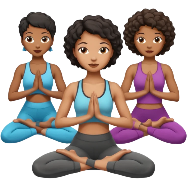 black women doing yoga with short hair wavy cut emoji