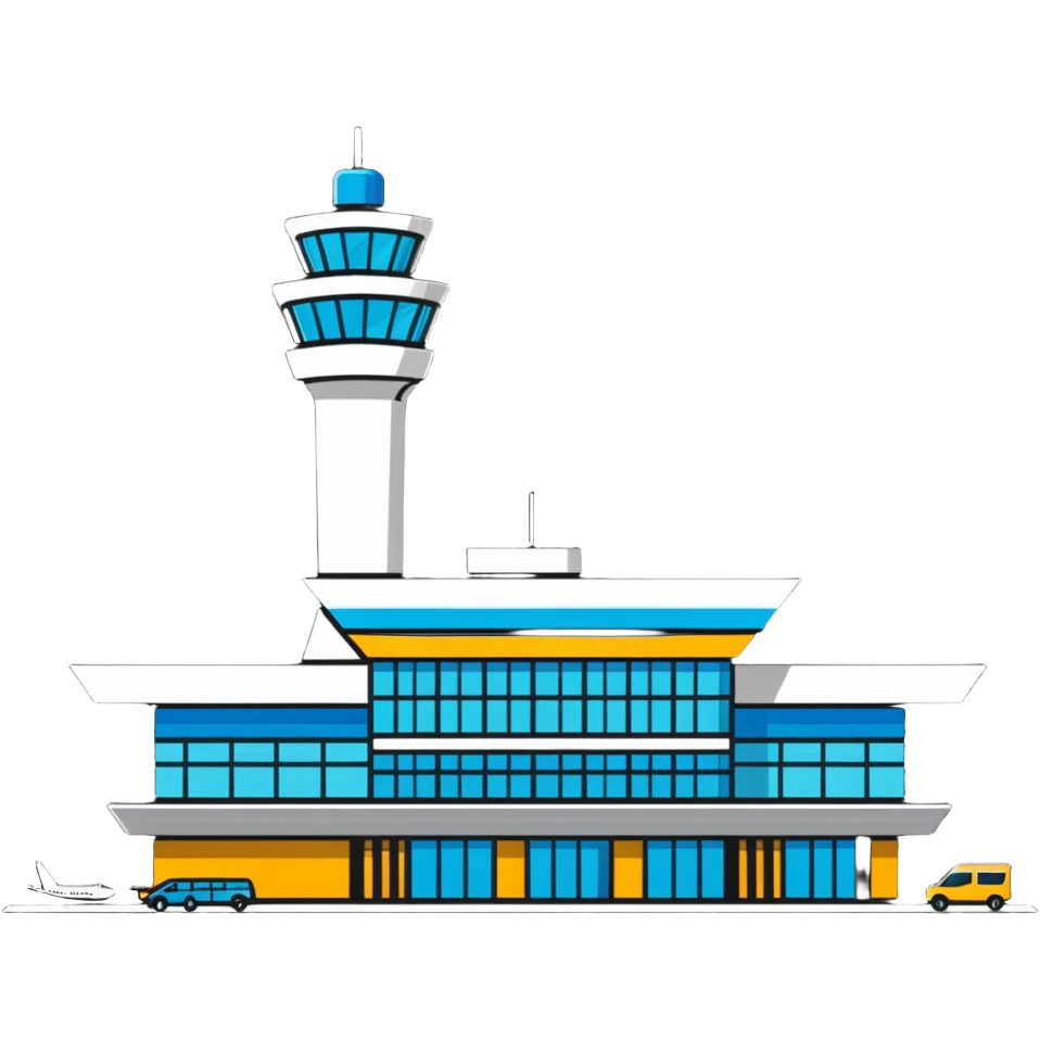 modern airport terminal with control tower emoji