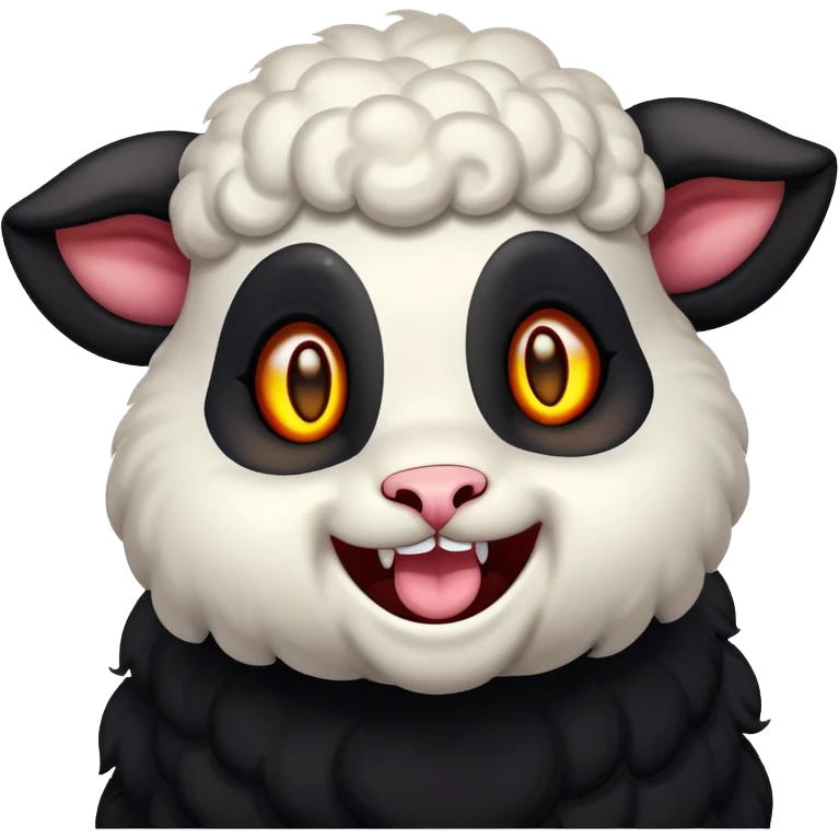 demonic lamb laughing with glowing eyes emoji