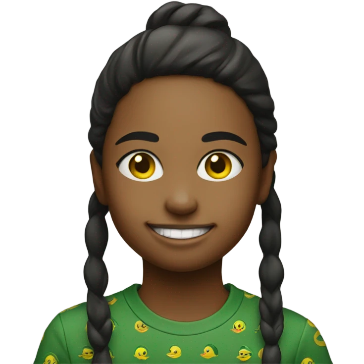 smiling girl with Oregon duck shirt on emoji