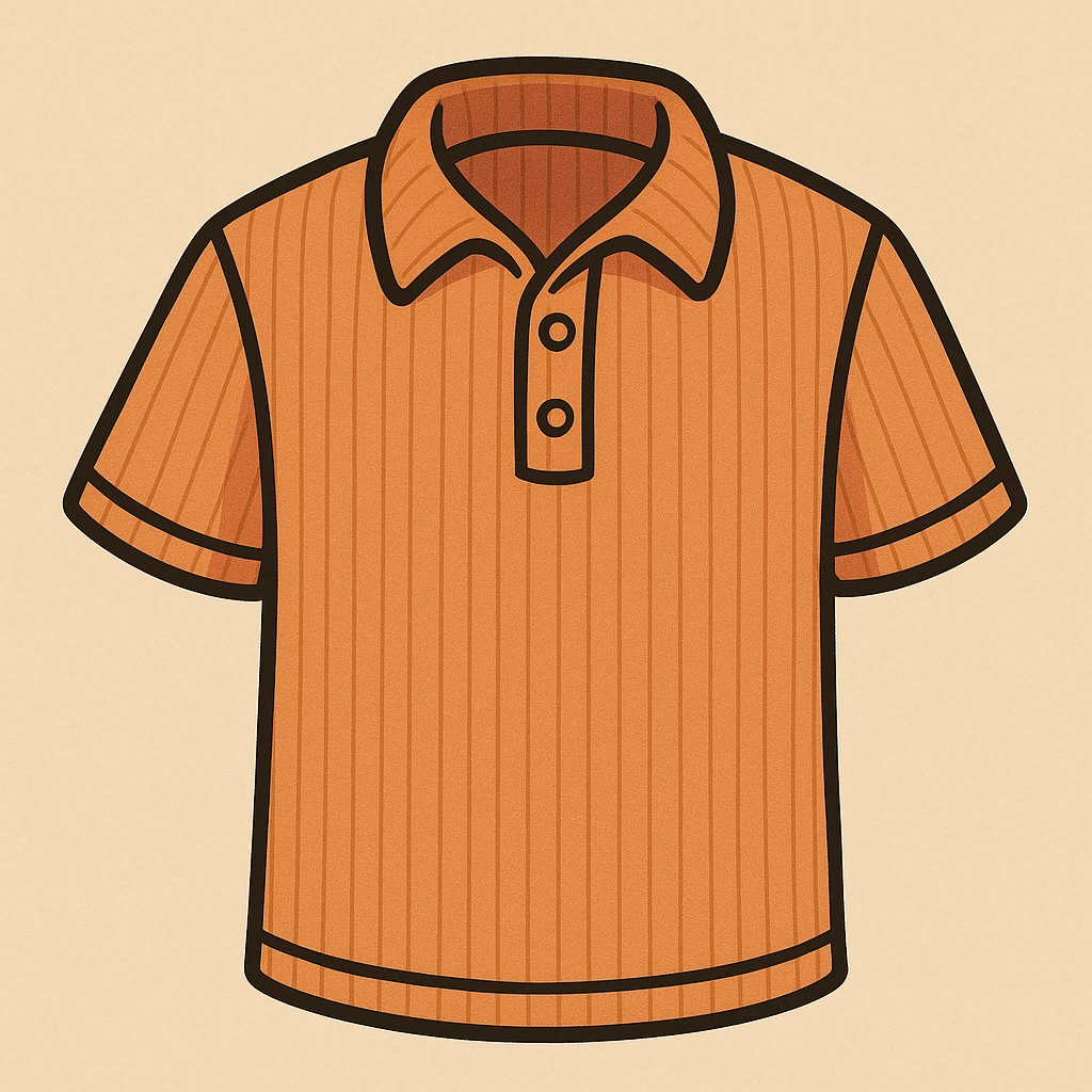 A short-sleeved polo shirt in a ribbed texture, front view emoji