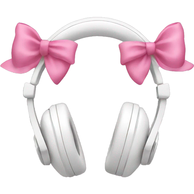 white headphones with 2 pink bows emoji