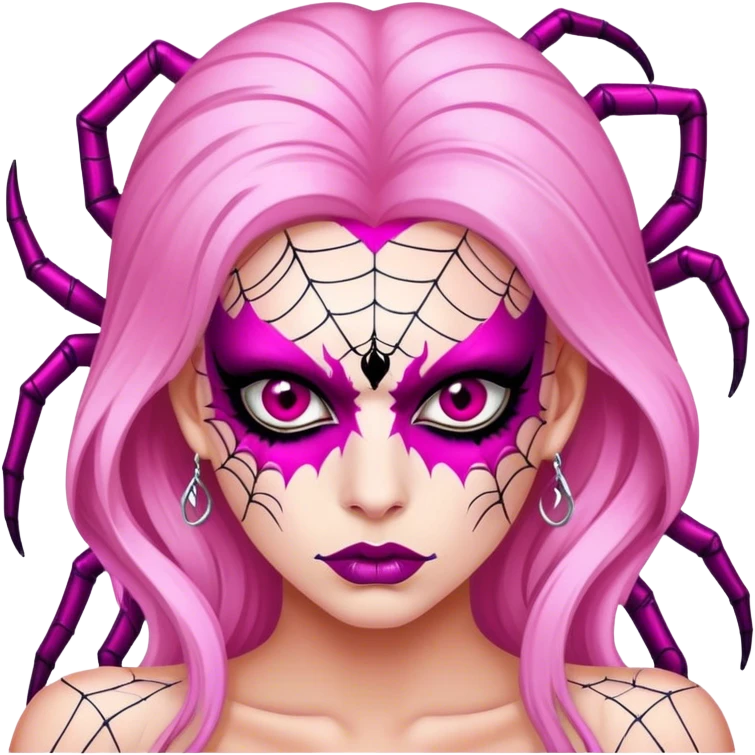 lady monster pink glam spiderweb make up face  emoji