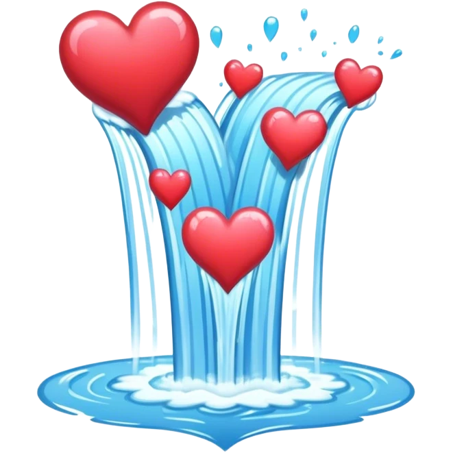 waterfall pouring hearts emoji