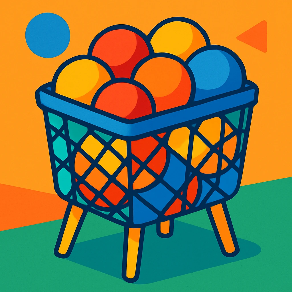 a ball basket, vibrant and playful emoji
