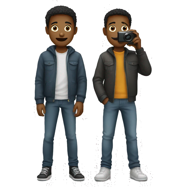two brother photographing emoji